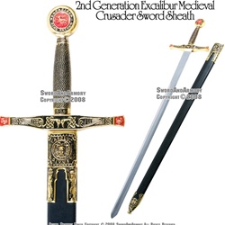 Golden King Excalibur Medieval Crusader Sword With Sheath