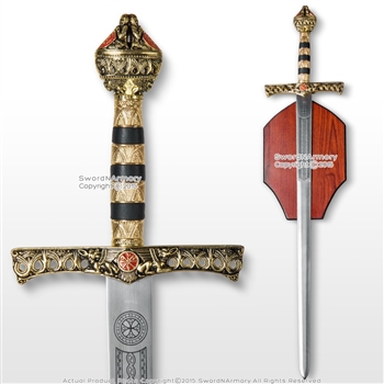 46" Richard the Lion Heart  Medieval King Knight Crusader Sword with Plaque