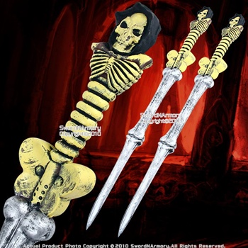 Set of 2 Foam Padded Skeleton Bone Fantasy Swords