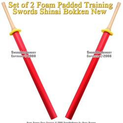 Set of 2 Foam Padded Training Swords Shinai Bokken