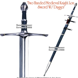 Two Handed Medieval Knight Long Strider Sword w/ Dagger