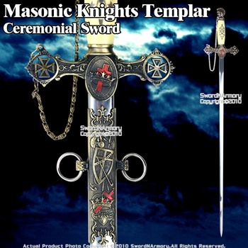 Masonic Knights Templar Ceremonial Sword w/ Antiqued Bronze
