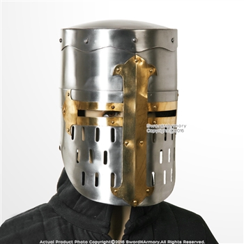 Medieval Renaissance Carbon Steel Pot Helm Handmade Bucket Helmet Cosplay LARP