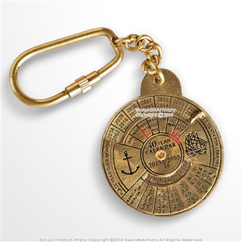 Handmade Brass 40 Year Calendar Auto Car Keychain Keyring Nautical Gift Souvenir