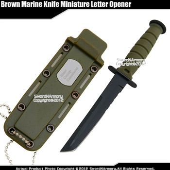 Green Small Marine Combat Knife Replica Letter Opener Dagger Serrated w/ Sheath