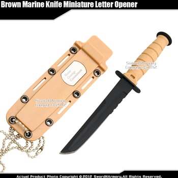 Small Marine Desert Combat Knife Replica Letter Opener Dagger Serrated w/ Sheath