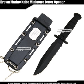 Small Marine Combat Knife Letter Opener Dagger Drop Point with Sheath and Chain