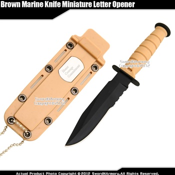 Fixed Blade Marine Combat Knife Dagger Letter Opener w/ Chain Sheath Drop Point