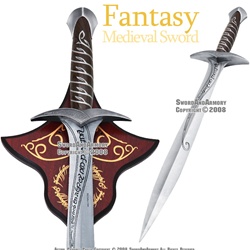 29" Polished Steel Fantasy Medieval Sword With Plaque