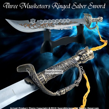 9 Rings Fearless Broad Sword Musketeers Saber w/ Stand
