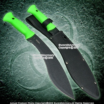 16" Zombie Hunting Machete Fixed Blade Survival Khukri Knife Green Handle