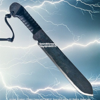 Blackened Carbon Steel Machete Battle Ready Short Sword Dagger Fixed Blade Knife
