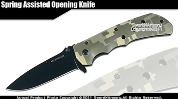 Camouflage Sharp Spring Assist Pocket Folding Knife