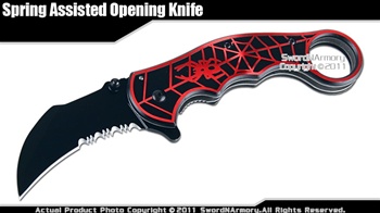 Assisted Opening Knife Karambit  Filipino Folder Black Widow Handle