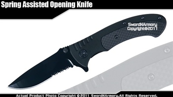 Spring  Assisted Opening Tactical Folder Serrated Knife
