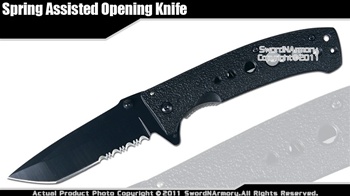 Assisted Opening Tanto Point Black Folder Pocket Knife