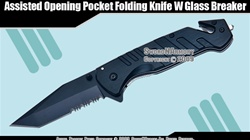 Spring Assisted Opening Pocket Folding Knife W Glass Breaker