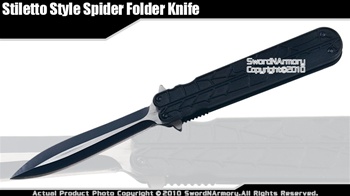 Spring Assisted Opening Knife Stiletto Style Spider Folder