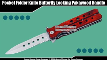 Pocket Folder Knife Butterfly Looking Pakawood Handle