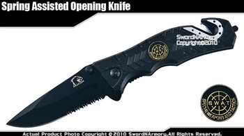 Spring Assisted Rescue Tactical Knife SWAT Edition BK