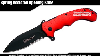 Mastiff Brand Spring Assisted Knife Tactical Folder 7CR17MOV Steel Blade HRC 55