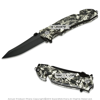 Spring Assisted Open Tactical Knife w/ Armory Handle Belt Cutter Glass Breaker