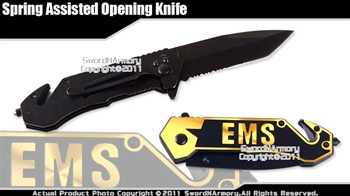 Spring Assisted Opening Tanto Emergency Rescue EMS Knife