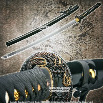 41" Hand Honed Samurai Katana Sword with Round Dragon Tsuba Sharp Edge