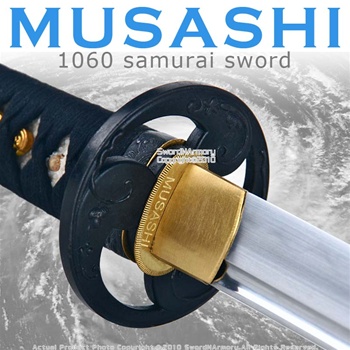 Handmade Musashi 1060 Katana Samurai Sword Tomoe Black