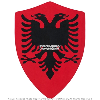 Medieval Crusader Knight German Twin Eagle Foam Shield Red w/ Velcro Straps LARP