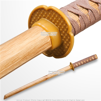 Set of 2 Natural Wooden Wakizashi Size Bokken Samurai Practice Short Swords
