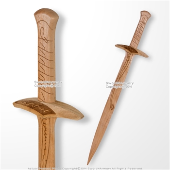 28.5" Halfling Fantasy Wooden Medieval Short Sword Dagger with Detail Engraving