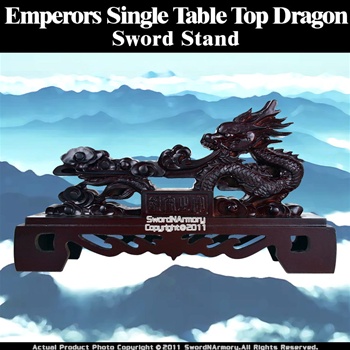 Emperor Table Top Dragon Chinese Sword Stand Poly Resin