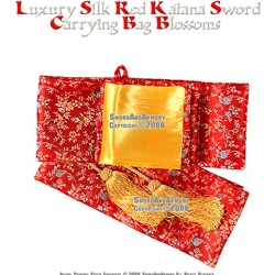 Luxury Silk Red Katana Sword Carrying Bag Blossoms New