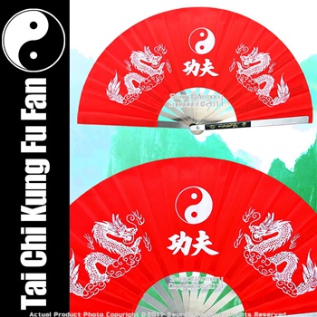 Chinese Martial Art Kung Fu Steel Fighting Fan Tai Chi Red