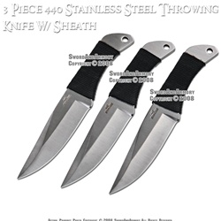 3 Pcs 6.25" Steel Throwing Knives Set With Pouch