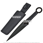 12" Long Large Size Black Kunai Dagger Fixed Blade Throwing Knife with Sheath