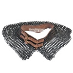 BK Large Medieval Chainmail Collar Flat Ring Wedge Riveted w/ Leather Strap SCA