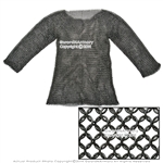 Black Large Size Hauberk Full Sleeves Chainmail Butted LARP Renaissance Costume