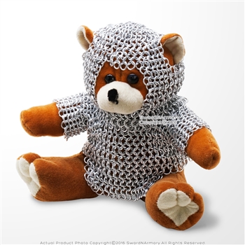 Cute Doll Bear with Medieval Chainmail Armor Stuffed Plush Toy Renaissance Gift