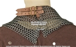 Medieval Chainmail Aventail Neck Protector w/ High Tensile Rings Leather Strap L