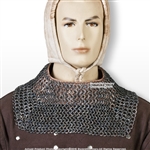 Titanium Medieval Chainmail Mantle Collar Armor w/Leather Buckle Flat Ring Rivet
