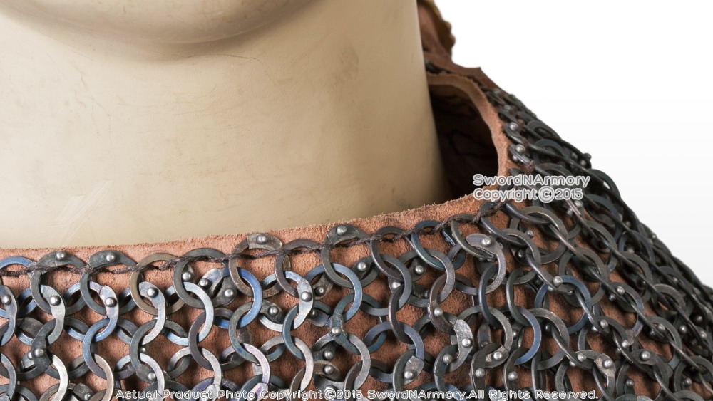 17G Titanium Medieval Chainmail Coif Chain Maille Flat Ring Round Riveted  Large