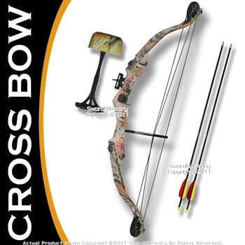 Taiwan Made 25 LBS Camo Youth Compound Bow 23-28" Draw Right Handed w/ 2 Arrows