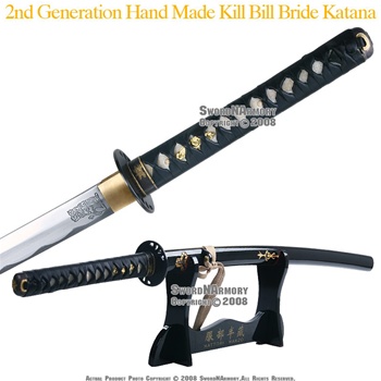 Handmade Kill Bill Bride's Samurai Katana Sword w/ Display Stand & Cleaning Kits