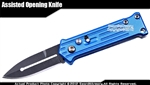 Blue Auto Action Pocket Knife with Safety Lock