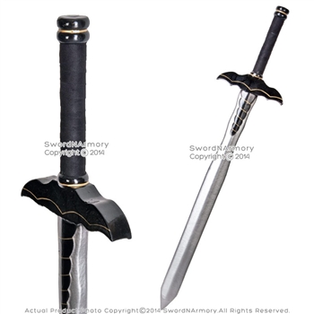36" Fantasy Dark Knight Sword Black Bat Handle LARP Foam Latex Weapon Cosplay