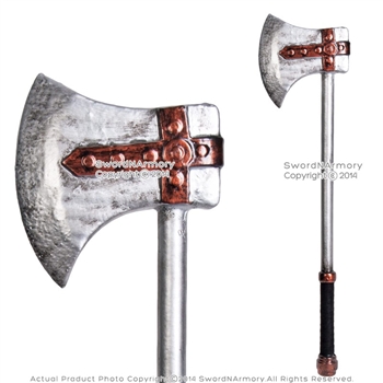 31" Fantasy LARP Foam Viking Filed Axe Latex Toy Video Game Weapon Anime Cosplay