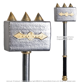 28" Fantasy LARP Foam Battle Hammer Latex Toy Video Game Weapon Anime Cosplay