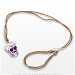 Pirates Skull Head Polished Bone Bead Pendant Adjustable Leather Cord Necklace